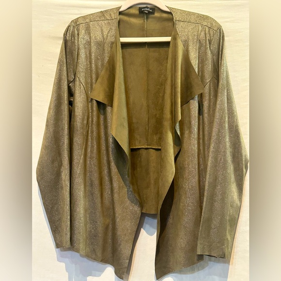NWOT - mod x Faux Suede Shimmer Cascade Front Jacket - Size Large - Picture 2 of 9